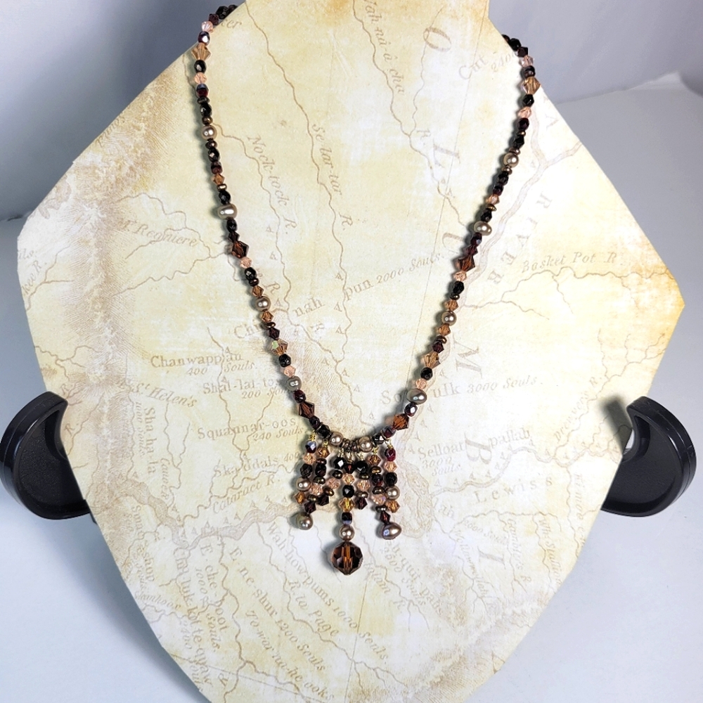 Elegant Brown Beaded Necklace